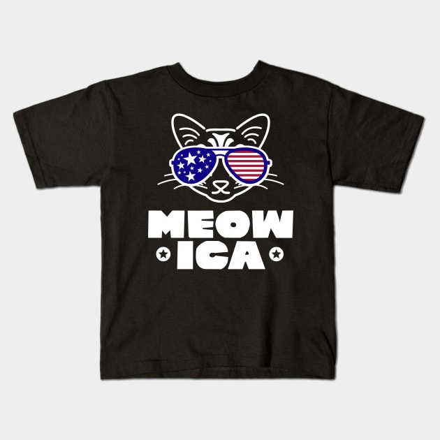 Meowica Cat amrican Lovers Kids T-Shirt by holger.brandt